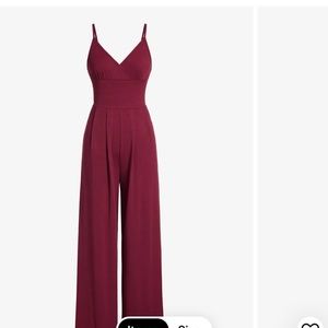 Women's Spaghetti Strap Empire Waist Wide Leg Jumpsuit For Party - Red